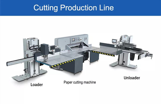 Pemotong Tumpukan Kertas Online Otomatis Guillotine Jogger Dengan Loader Lifter